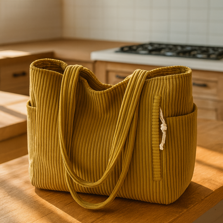 Tilda – Ribbed Tote Bag with Cord Detail