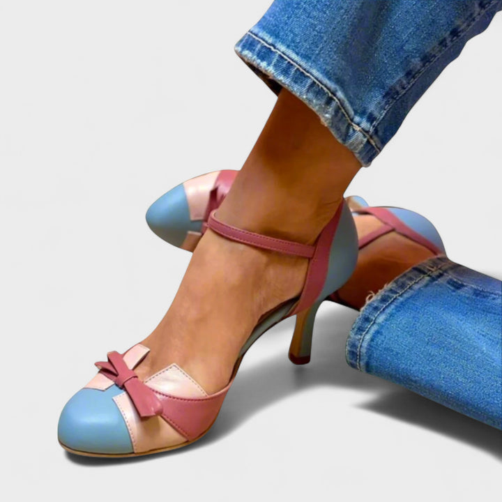 Lysa | Colorblock Bow Strap Heels