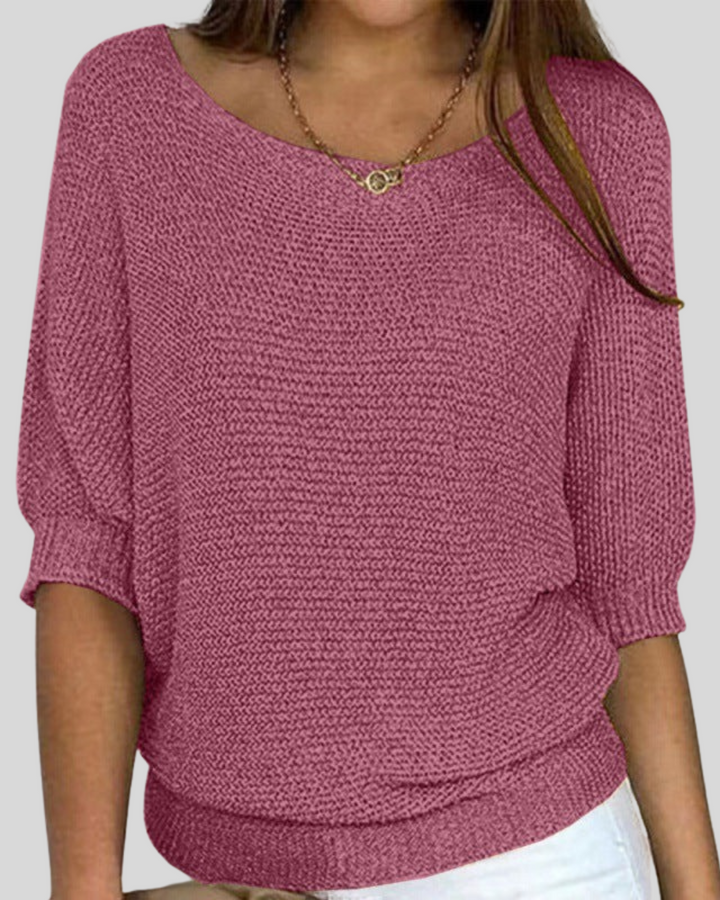 Clara | Classic Mid-Sleeve Knit Sweater