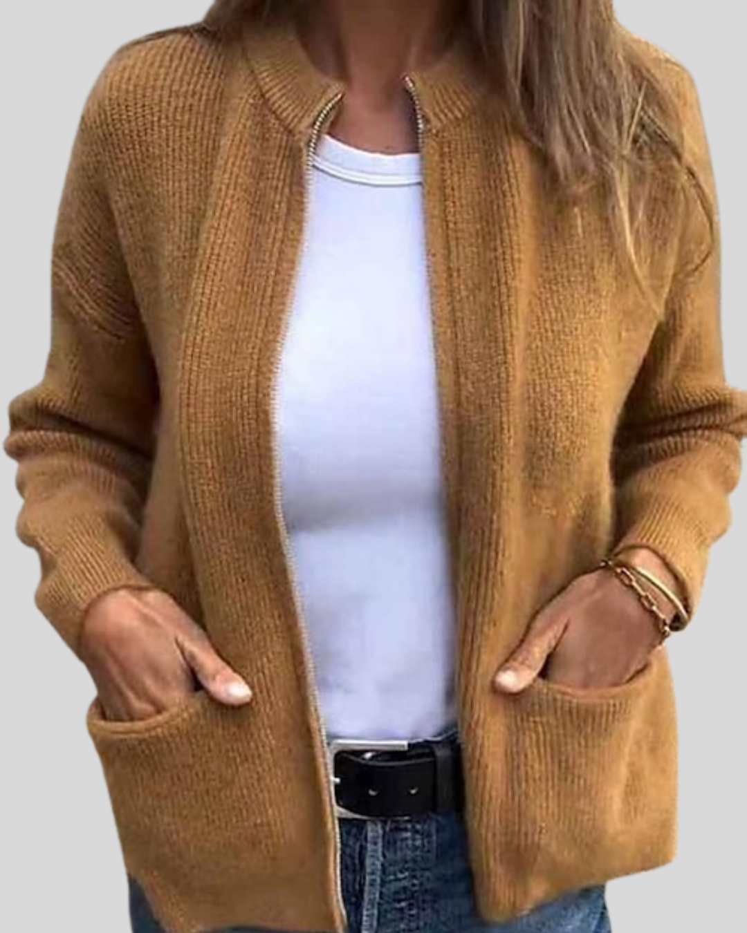 Clara | Cozy Zip-Up Sweater with Front Pockets
