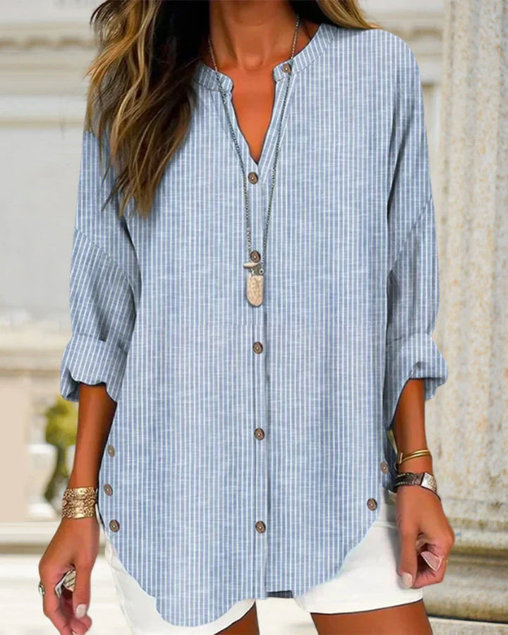 Tamsin - Elegant Stripe Pattern V-Neck Top