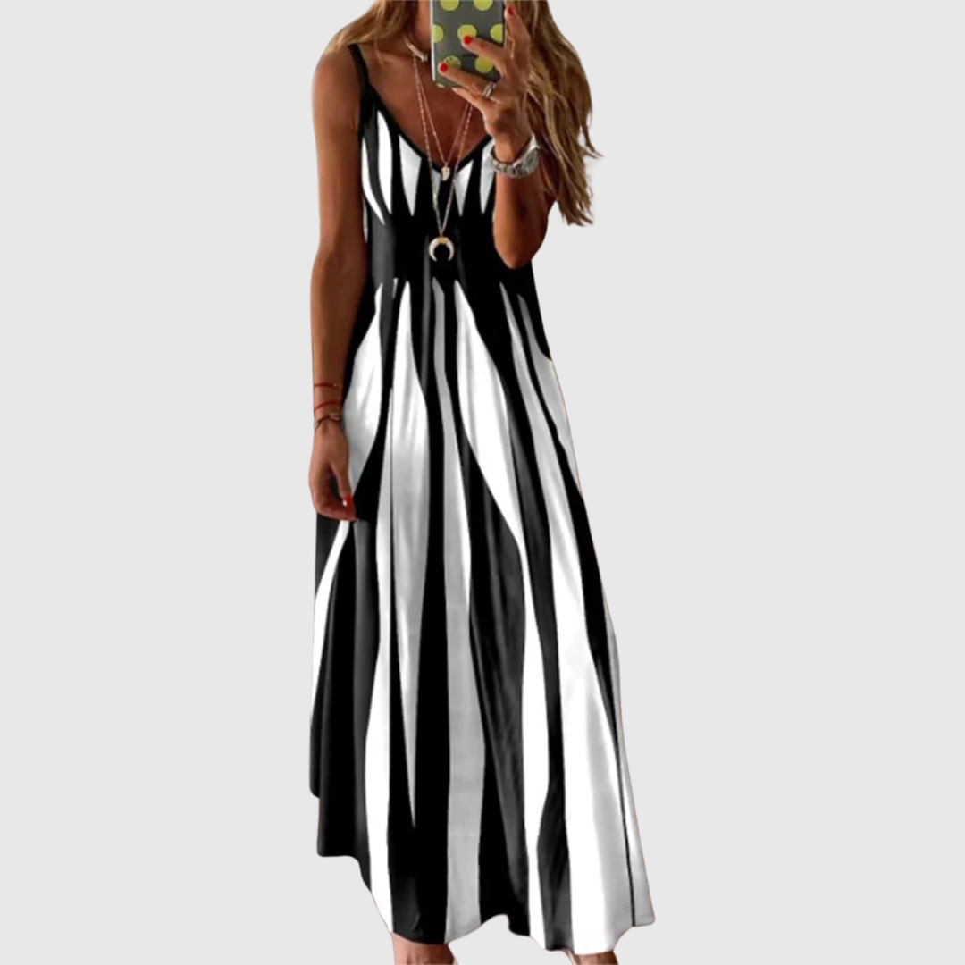 Ariella - Chic Sleeveless Striped Maxi Dress