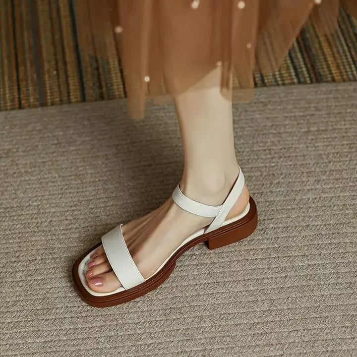 Celeste - Retro Square Heel Open-Toe Sandals