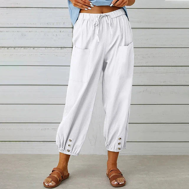 Zuri - High Waist Loose Cotton Linen Pants