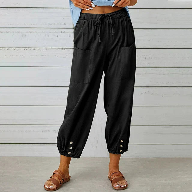 Zuri - High Waist Loose Cotton Linen Pants