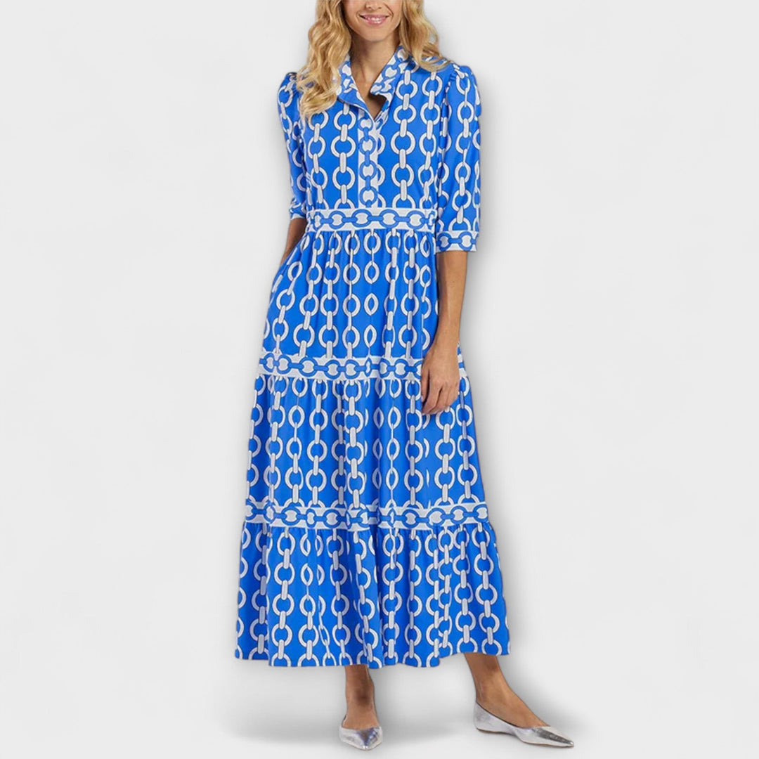 Maelis - Women's Printed Chain Pattern Long Dress