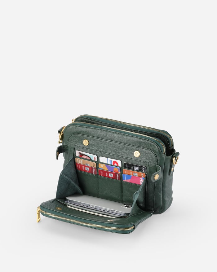 Sleek Three-Layer Crossbody Bag