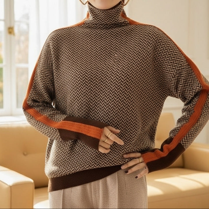 Eleanor | Herringbone Luxe Turtleneck