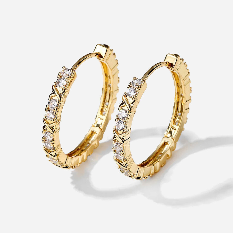 Clara | Zirconia Cross Earrings in 18K Gold