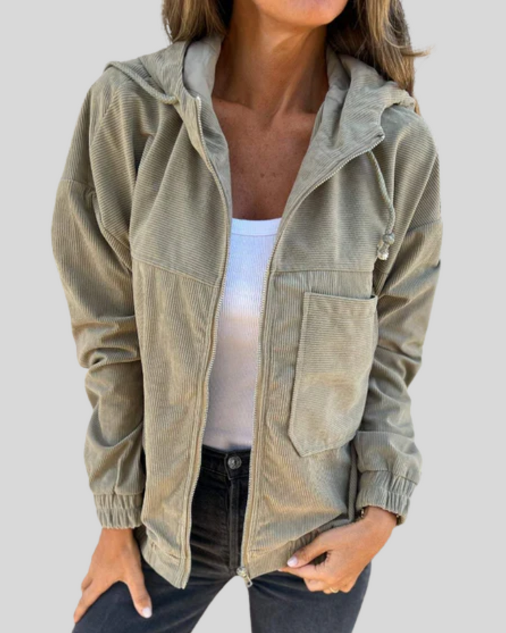 Clara | Retro Corduroy Zip-Up Hoodie Jacket