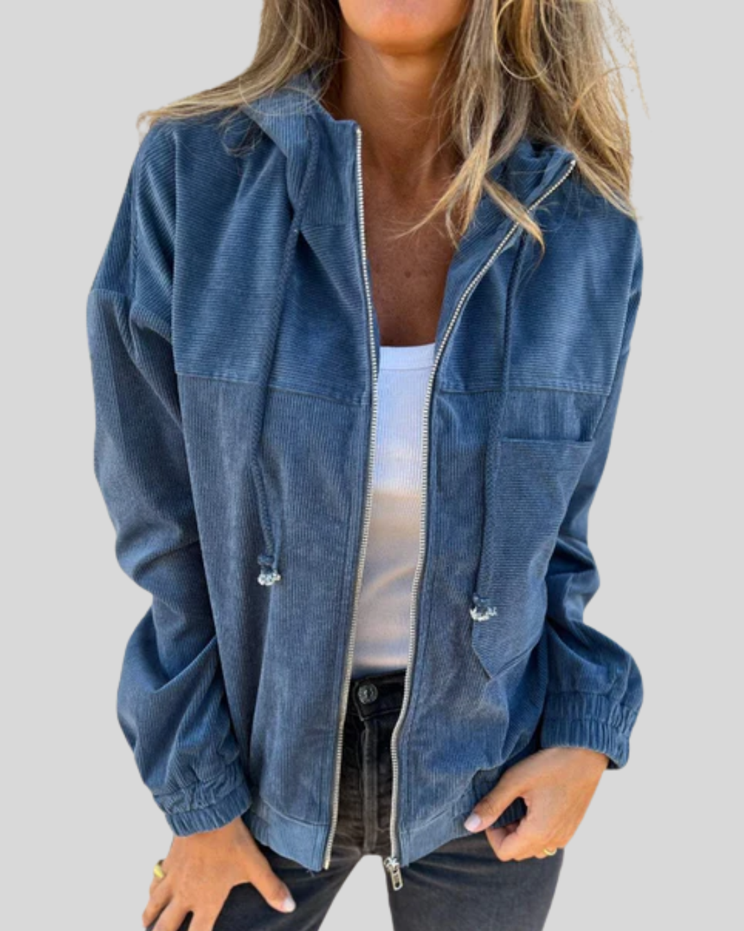 Clara | Retro Corduroy Zip-Up Hoodie Jacket