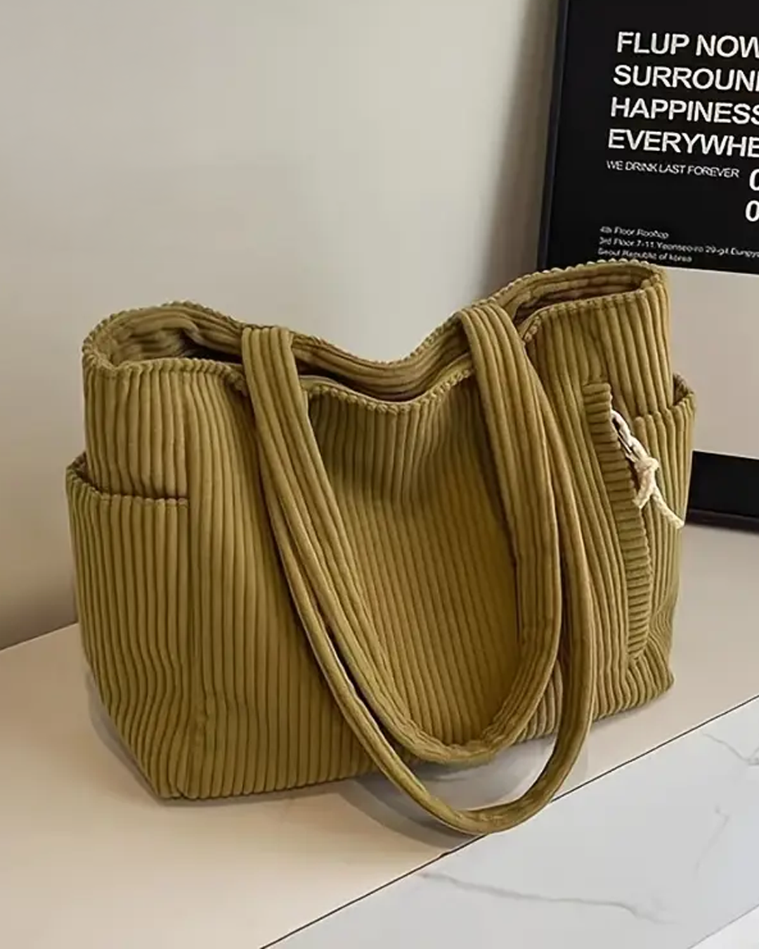 Tilda – Ribbed Tote Bag with Cord Detail