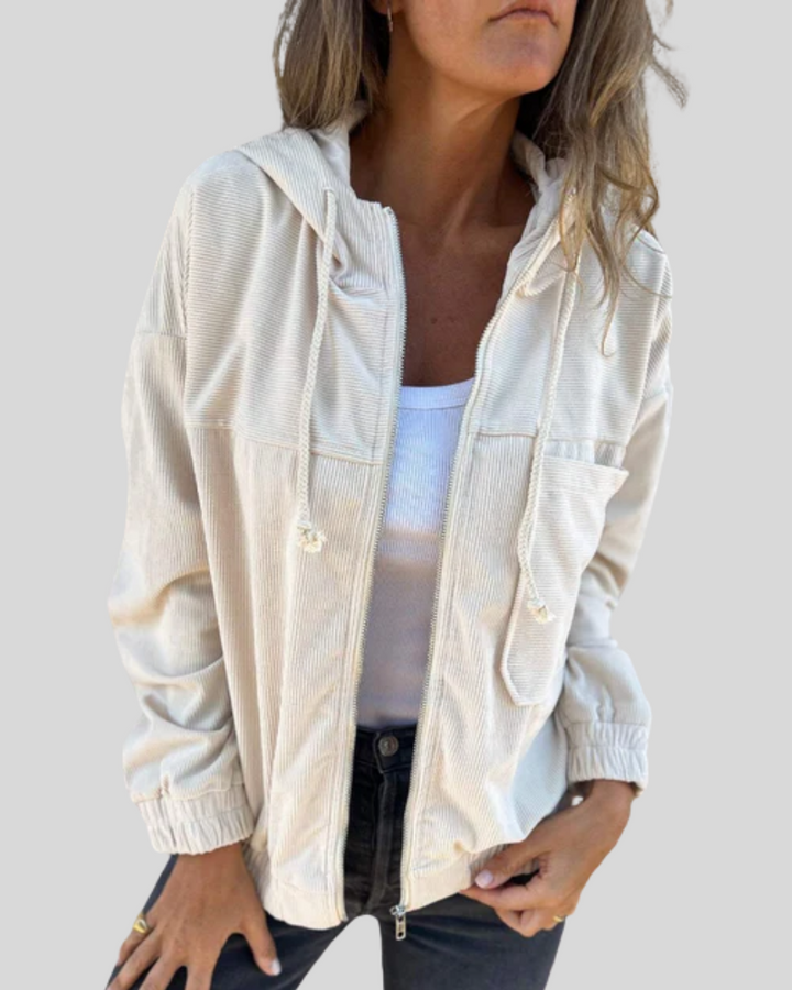 Clara | Retro Corduroy Zip-Up Hoodie Jacket