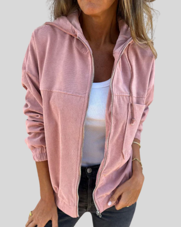 Clara | Retro Corduroy Zip-Up Hoodie Jacket