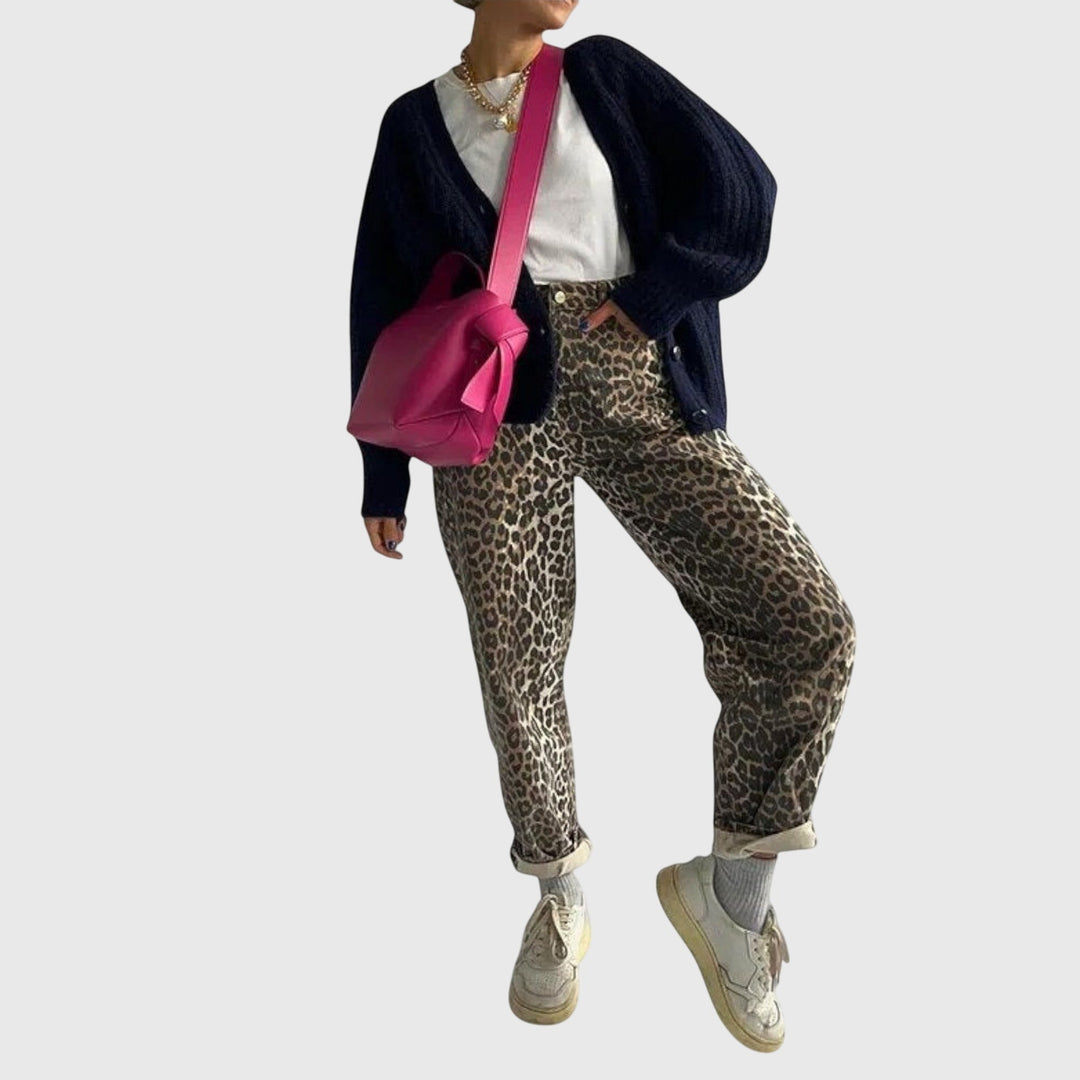 Clara | Vintage Jeans with Leopard Print