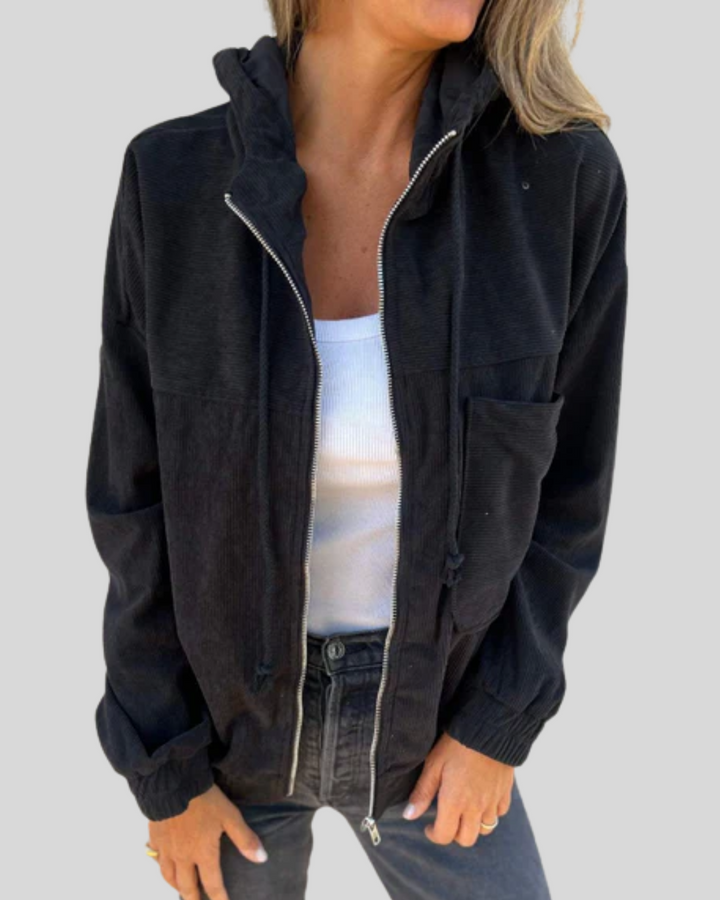 Clara | Retro Corduroy Zip-Up Hoodie Jacket