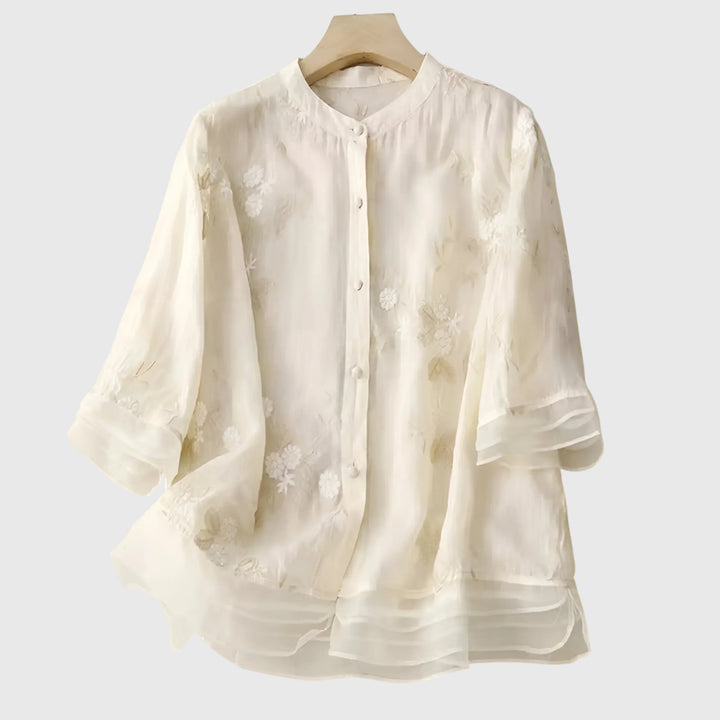 Clara | Elegant Top with Embroidered Flowers